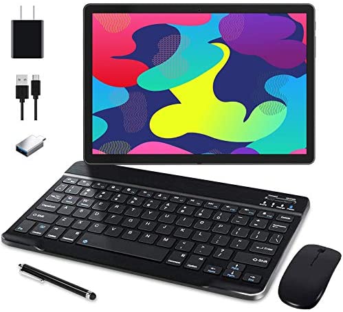 ZONKO 10 Inch Android Tablet, 3G Phone Call Tablet with 2 sim Card Slots, Included Bluetooth Keyboard, Wireless Mouse, Stylus, Quad-Core Processor, 2GB RAM 32 GB ROM 128GB Extended Memory, WiFi, GPS
